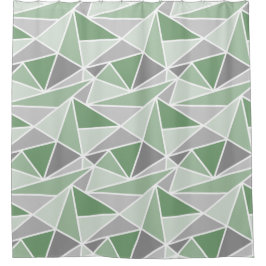 Abstracte geometrische driehoeken, Sage Green, Gre Douchegordijn