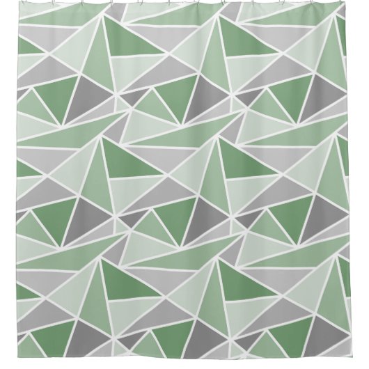 Abstracte geometrische driehoeken, Sage Green, Gre Douchegordijn (Voorkant)