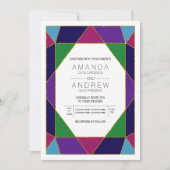 Abstracte geometrische edelstenen bruiloft kaart (Voorkant)