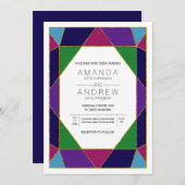 Abstracte geometrische edelstenen bruiloft kaart (Voorkant / Achterkant)