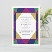 Abstracte geometrische edelstenen moderne bruiloft kaart (Staand voorkant)