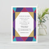 Abstracte geometrische edelstenen moderne bruiloft kaart (Staand voorkant)