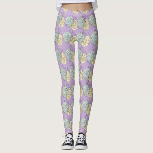 Abstracte geometrische Floral Leggings (Voorkant)
