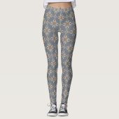 Abstracte geometrische Floral print grijze Legging (Voorkant)