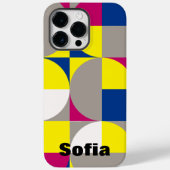 Abstracte geometrische fuchsia citroengeel blauw n Case-Mate iPhone case (Achterkant)