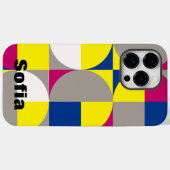 Abstracte geometrische fuchsia citroengeel blauw n Case-Mate iPhone case (Achterkant (horizontaal))