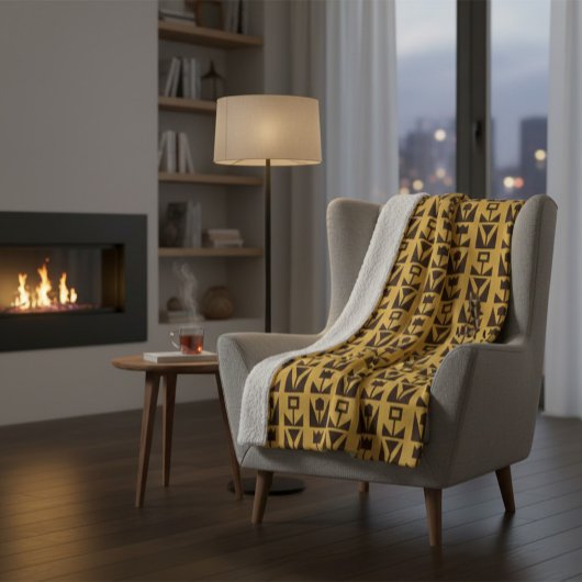 Abstracte geometrische gele bloemendeken sherpa deken
