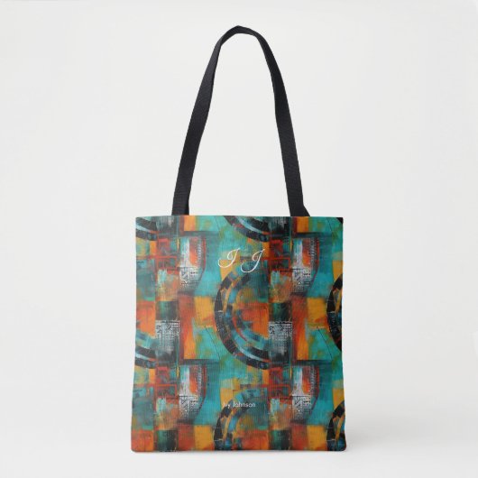 Abstracte Geometrische Gepersonaliseerde Canvas ta Tote Bag (Voorkant)
