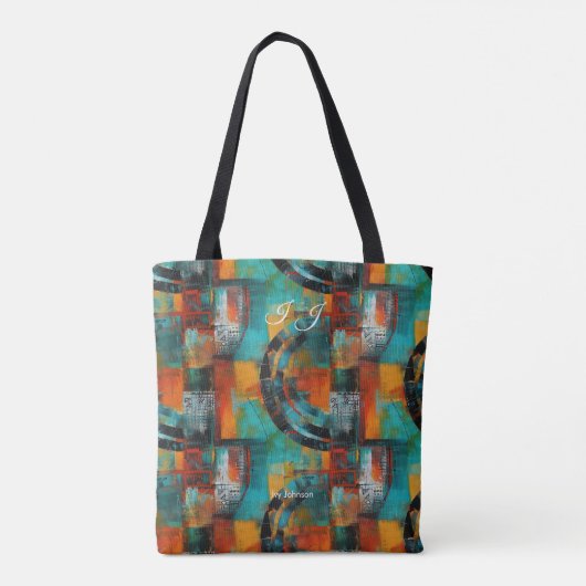 Abstracte Geometrische Gepersonaliseerde Canvas ta Tote Bag (Achterkant)