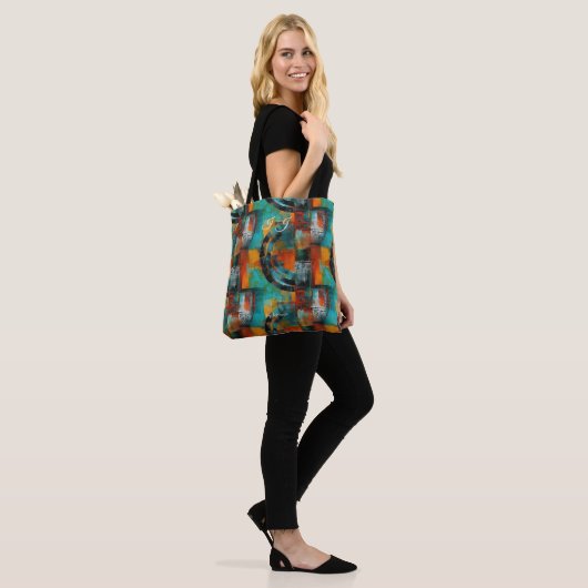 Abstracte Geometrische Gepersonaliseerde Canvas ta Tote Bag (Op model)