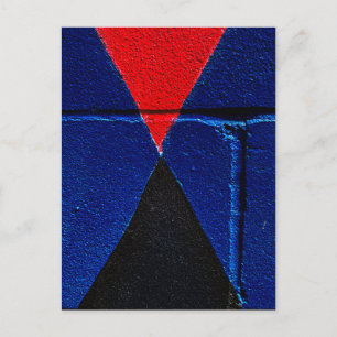 Abstracte geometrische geschilderde muur rood blau briefkaart