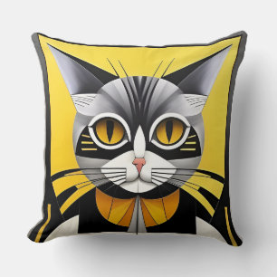 Abstracte Geometrische Gestileerde Kat Kussen