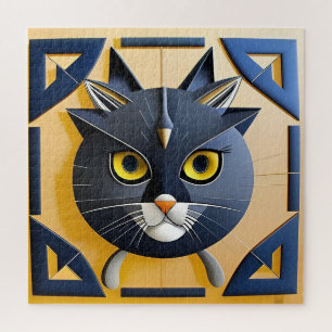 Abstracte Geometrische Gestileerde Kat Legpuzzel