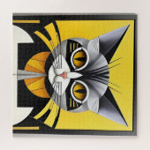 Abstracte Geometrische Gestileerde Kat Legpuzzel (Horizontaal)