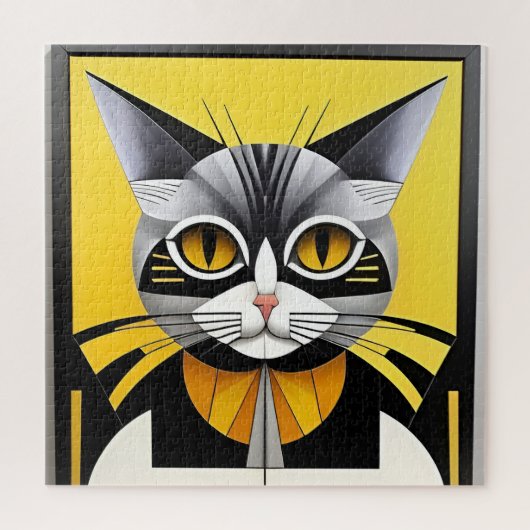 Abstracte Geometrische Gestileerde Kat Legpuzzel (Verticaal)