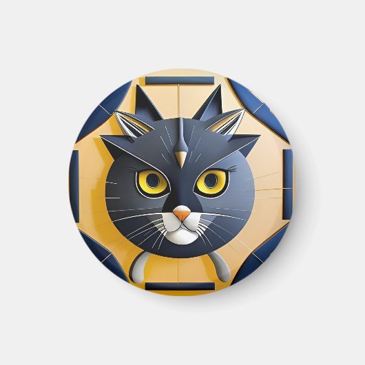 Abstracte geometrische gestileerde kat magneet (Voorkant)