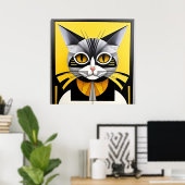 Abstracte Geometrische Gestileerde Kat Poster (Thuiskantoor)