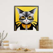 Abstracte Geometrische Gestileerde Kat Poster (Keuken)