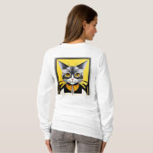 Abstracte Geometrische Gestileerde Kat T-shirt (Achterkant volledig)
