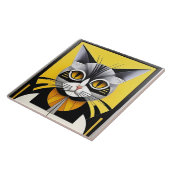 Abstracte geometrische gestileerde kat tegeltje (Zijkant)