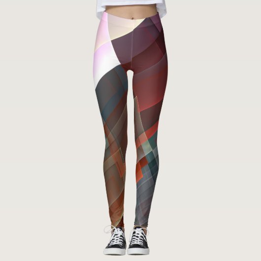 Abstracte geometrische getextureerde decoratie leggings (Voorkant)