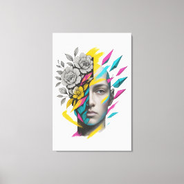 Abstracte Geometrische Gezicht Moderne Wandkunst Canvas Afdruk