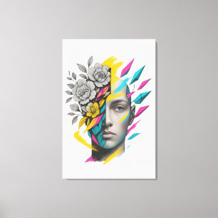 Abstracte Geometrische Gezicht Moderne Wandkunst Canvas Afdruk