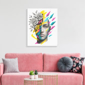 Abstracte Geometrische Gezicht Moderne Wandkunst Canvas Afdruk (Insitu (Woonkamer))