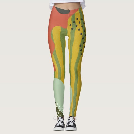Abstracte geometrische golven creatieve achtergron leggings (Voorkant)