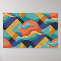 Abstracte Geometrische Golven Poster
