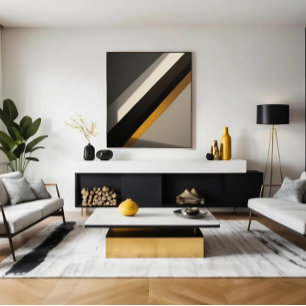 Abstracte geometrische gouden diagonale strepen canvas afdruk