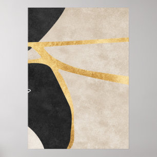 Abstracte geometrische gouden lijnen kunst aan de  poster