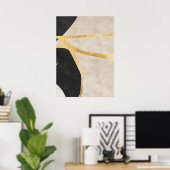 Abstracte geometrische gouden lijnen kunst aan de  poster (Thuiskantoor)