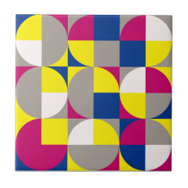 Abstracte geometrische grijze fuchsia tegeltje