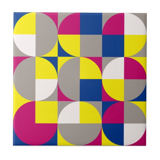 Abstracte geometrische grijze fuchsia tegeltje (Voorkant)