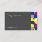 Abstracte geometrische grijze fuchsie QR Visitekaa Visitekaartje (Voorkant)