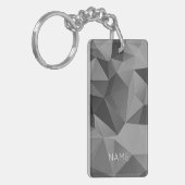 Abstracte geometrische grijze ontwerpnaam sleutelhanger (Voorkant Links)