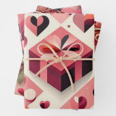 Abstracte geometrische harten en gedurfde kleurblo inpakpapier vel (In situ)