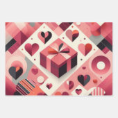 Abstracte geometrische harten en gedurfde kleurblo inpakpapier vel (Voorkant)