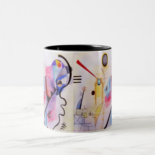 Abstracte geometrische helderblauw roze tweekleurige koffiemok (Center)