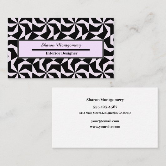 Abstracte geometrische hexagon zwart-roze visitekaartje (Voorkant / Achterkant)