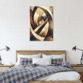 Abstracte geometrische houtstructuur canvas afdruk (Insitu (Slaapkamer))