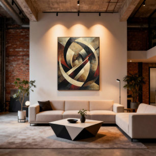 Abstracte geometrische houtstructuur canvas afdruk