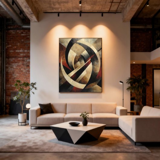 Abstracte geometrische houtstructuur canvas afdruk