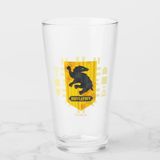 Abstracte geometrische HUFFLEPUFF™ Crest Glas (Voorkant)