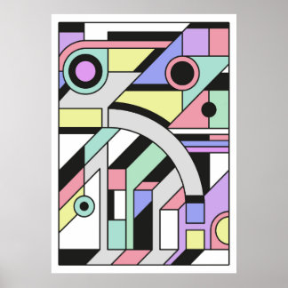 Abstracte geometrische illustratie in cubisstijl poster