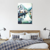 Abstracte geometrische Indiase skyline met tempels Canvas Afdruk (Insitu (Slaapkamer))