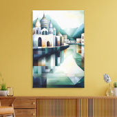 Abstracte geometrische Indiase skyline met tempels Canvas Afdruk (Insitu (Woonkamer))