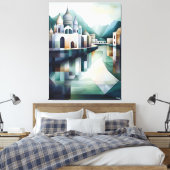 Abstracte geometrische Indiase skyline met tempels Canvas Afdruk (Insitu (Slaapkamer))