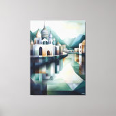 Abstracte geometrische Indiase skyline met tempels Canvas Afdruk (Voorkant)